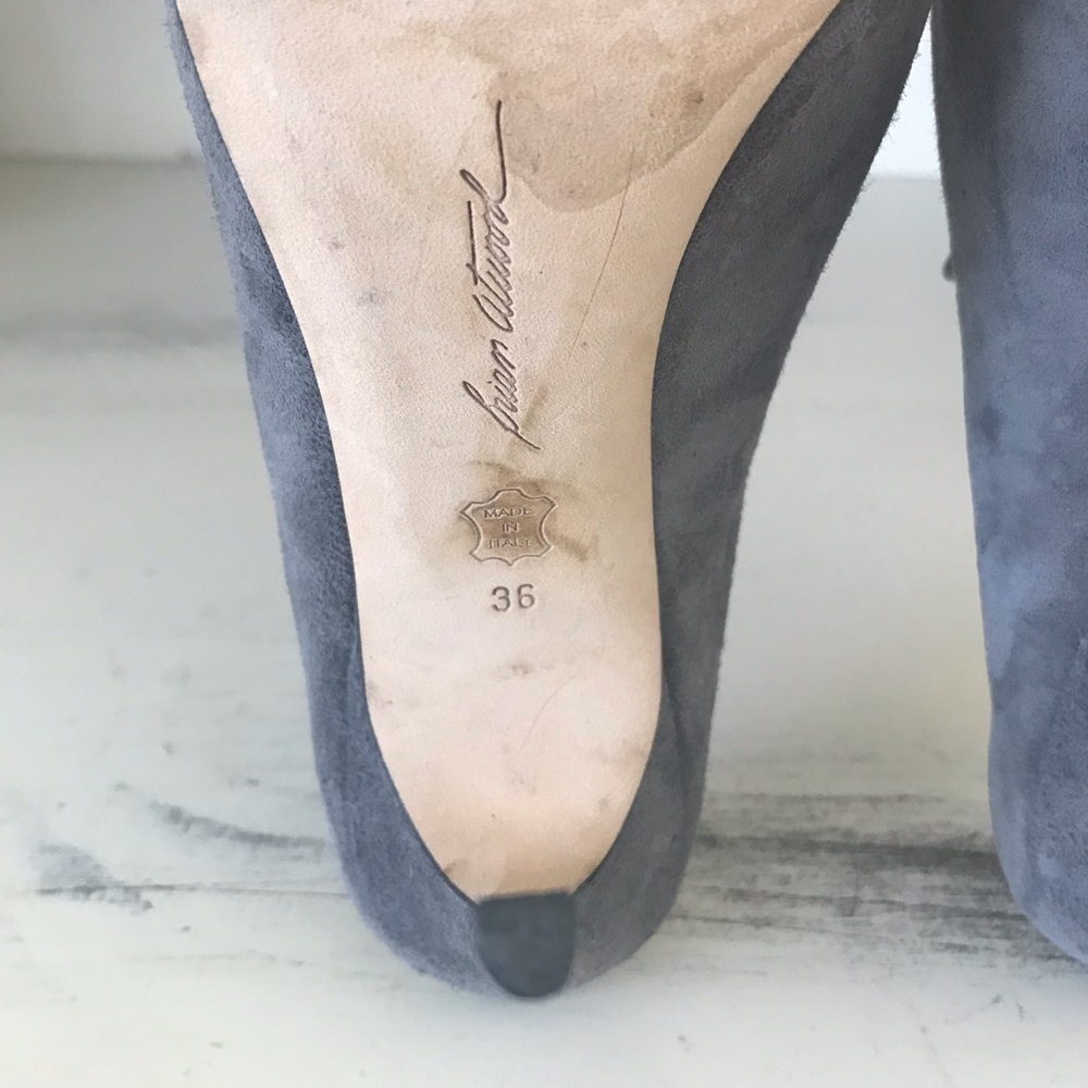 VGUC Brian Atwood Liason Mules in Gray Suede | Size 36 - Picture 6 of 10